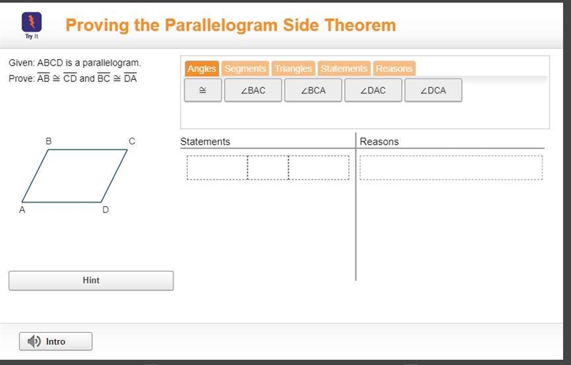 Please Help!! Given: ABCD is a parallelogram. Prove: AB is congruent to CD and BC-example-1