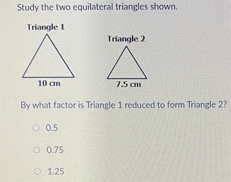 By what factor is Triangle 1 reduced to form Triangle 2?-example-1