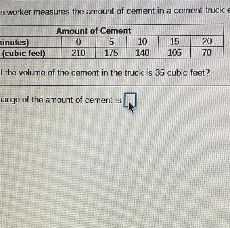 A construction worker measures the amount of cement in a cement truck every 5 minutes-example-1