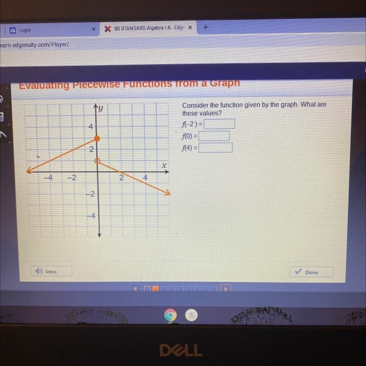 Consider the function given by the graph. What are these values? fl-2) = 10) = f(4) =-example-1