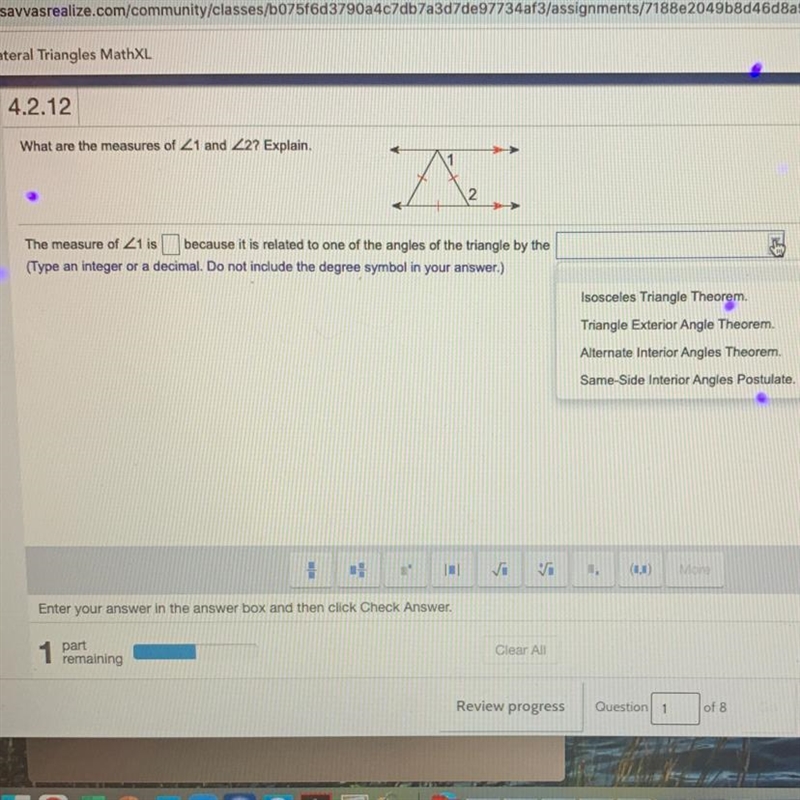 What are the measurements of angle 1 and angle 2-example-1