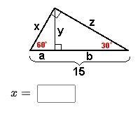 Using the figure below, find the value of x. Enter your answer as a simplified radical-example-1