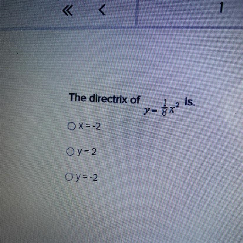 A) x = -2 B) y =2 C) y= -2-example-1