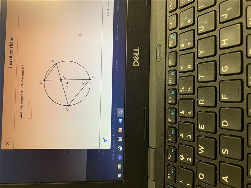 What is the measure of angle DEG on circle O-example-1