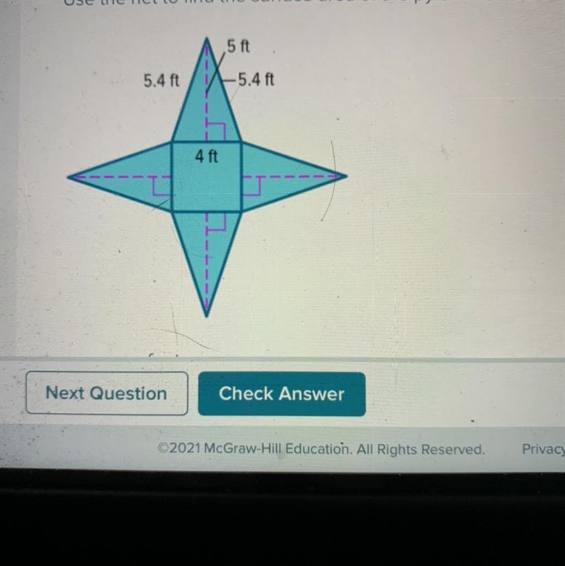 Use the net to find the surface area of the pyramid-example-1