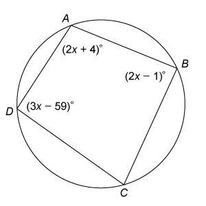 ​Quadrilateral ABCD​ is inscribed in this circle. What is the measure of angle C? Enter-example-1