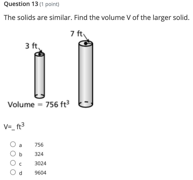 The solids are similar. Find the volume V of the larger solid.-example-1