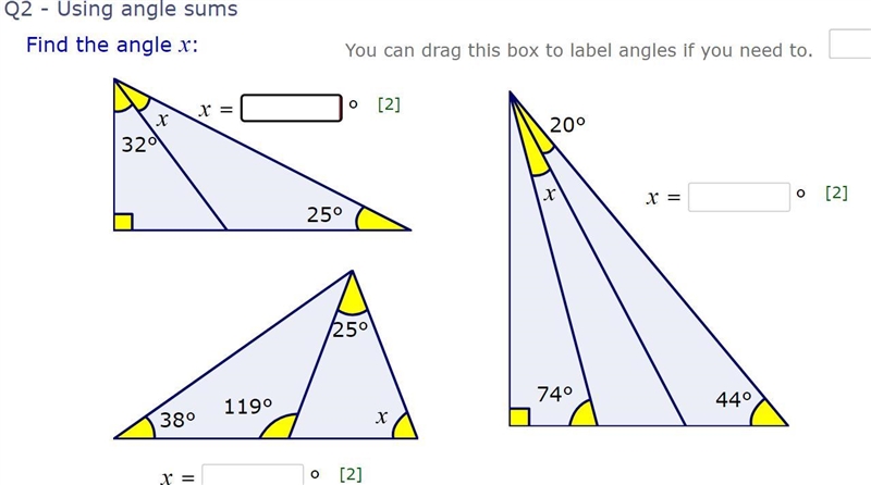 Hello! can you please, help me by finding some missing angles. the Question will be-example-2