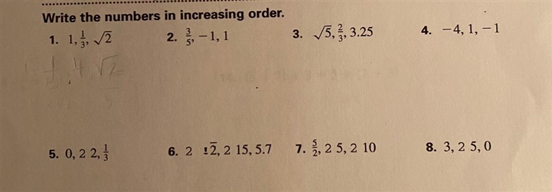 Write the numbers in increasing order. NO LINKS!!!!!!!-example-1