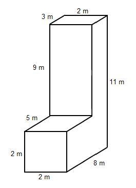 What is the surface area of the composite solid? A. 119 m2 B. 146 m2 C. 162 m2 D. 174 m-example-1