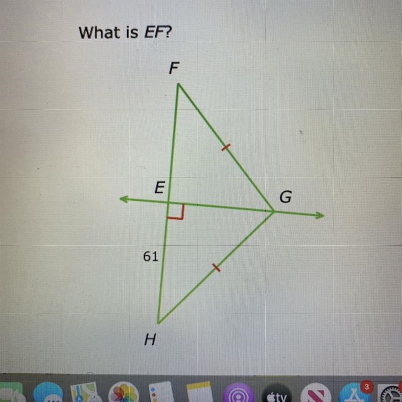 What is EF? a)29 b)61 c)59 d)39-example-1