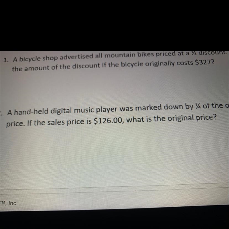 2. A hand-held digital music player was marked down by /4 of the original price. If-example-1