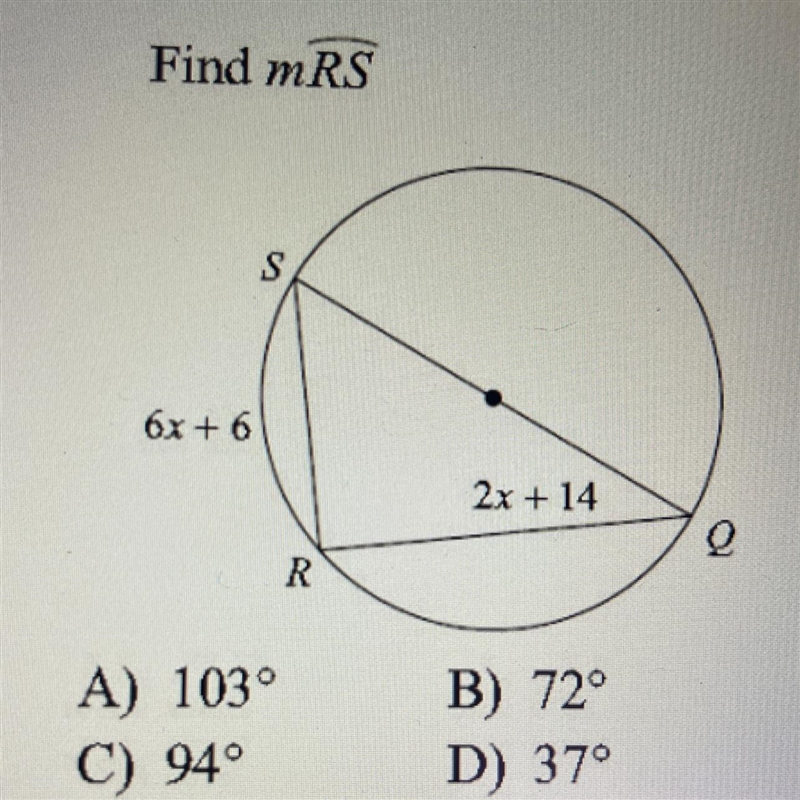 Find m rs. sr 6x + 6 rq 2x + 14-example-1