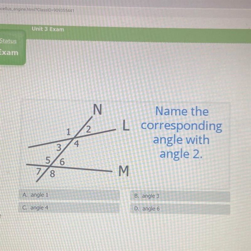 Name the L corresponding angle with angle 2.-example-1