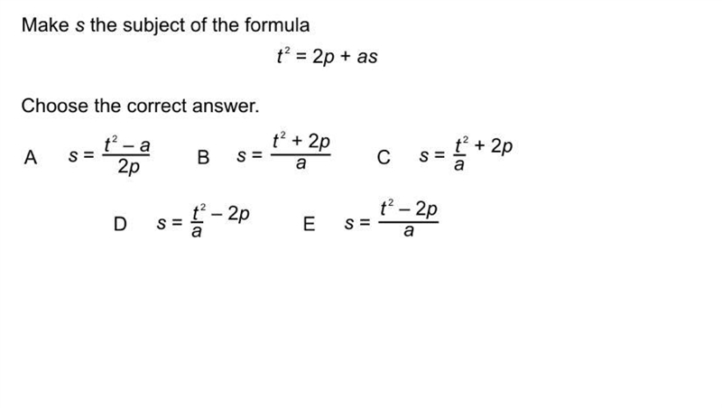 Make s the subject of the formula-example-1