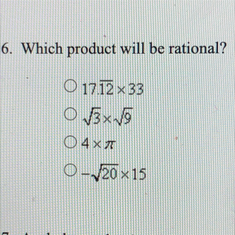 Which product will be rational? Picture of multiple choice above-example-1