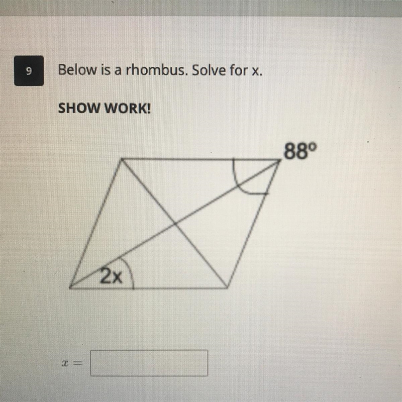 Solve for x and show work.-example-1