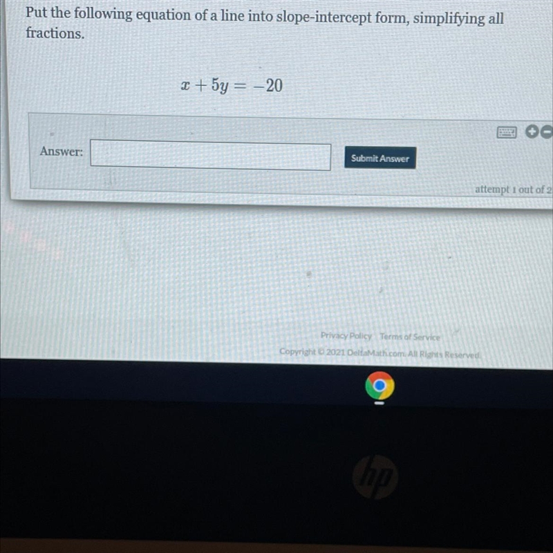 Put the following equation of a line into slope-intercept form, simplifying all fractions-example-1