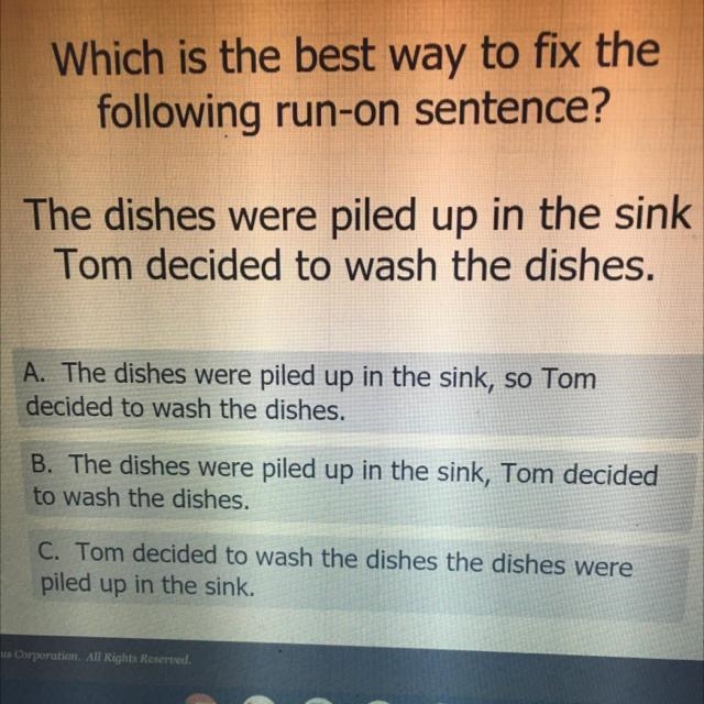 Which is the best way to fix the following run on sentence-example-1