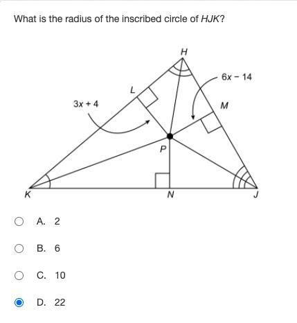 What is the radius of the inscribed circle of HJK?-example-1