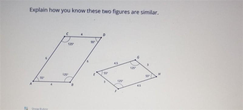 Explain how you know these figures are similar​-example-1