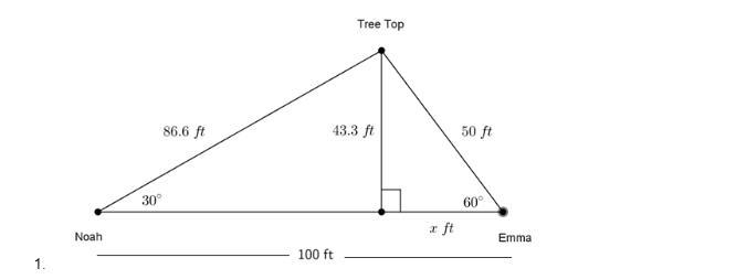 PLEASE HELP AND SHOW WORK PLS QUICK Noah and Emma are standing on opposite sides of-example-1