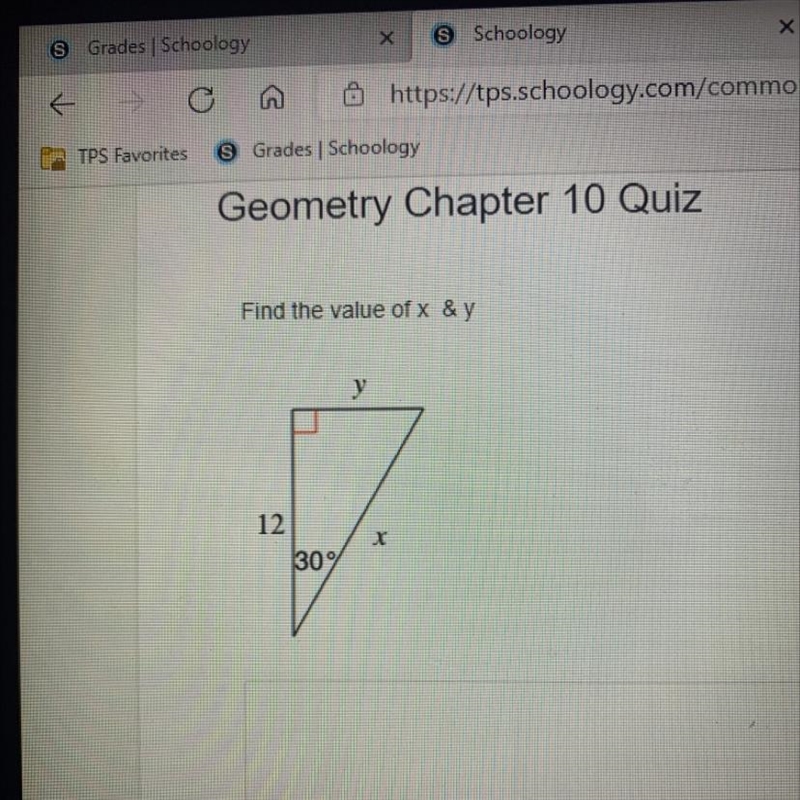 Find the value of x & y y 12 30-example-1