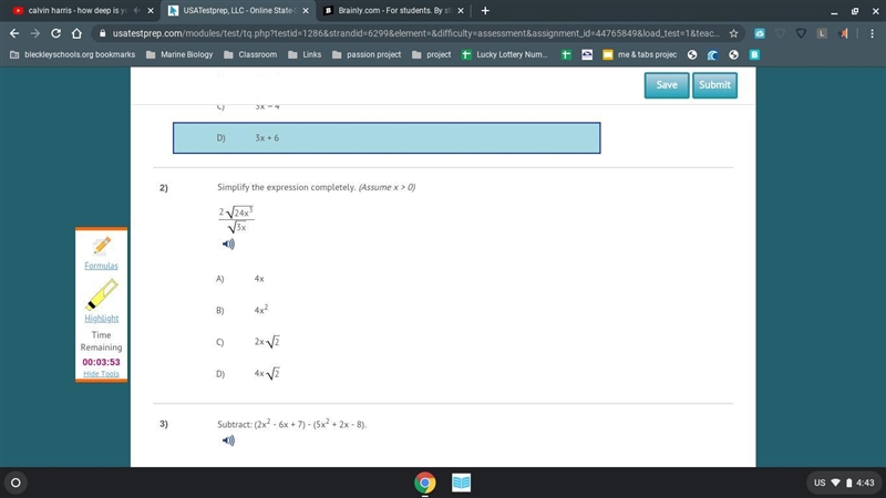 2) simplify the expression completely assume (x > 0)-example-1