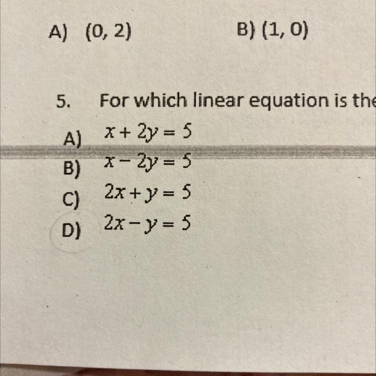 For which linear equation is the point (1, 3) a solution?-example-1