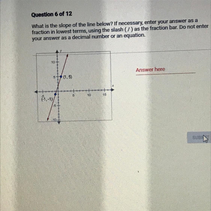 SOMEONE HELP ME PLEASEEE What is the slope of the line below? If necessary, enter-example-1