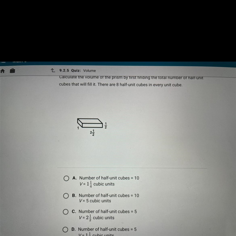 Calculate the volume of the prism by trst finding the total cubes that will fill it-example-1