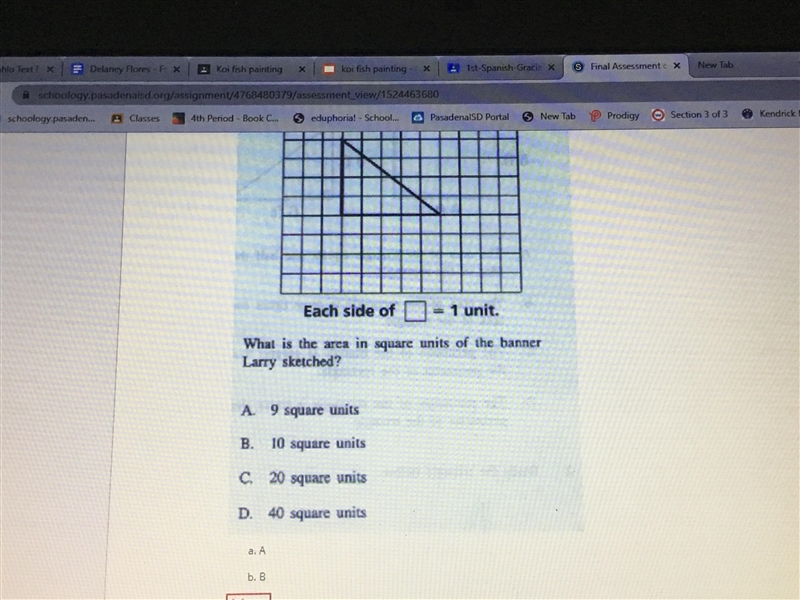 What is the area in the square units of the banner Larry sketched?-example-2