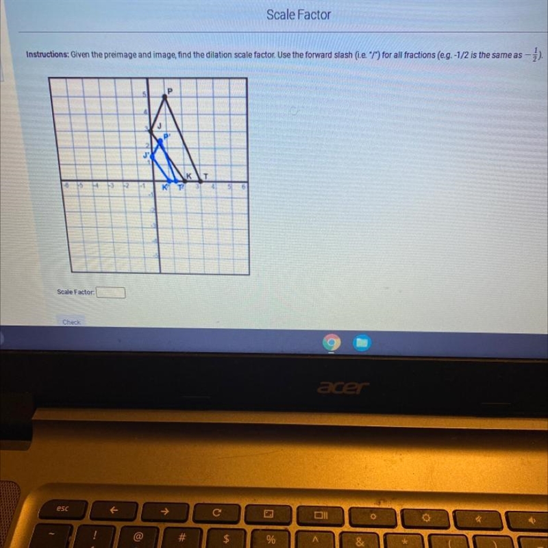 Given the preimage and image, find the dilation scale factor-example-1