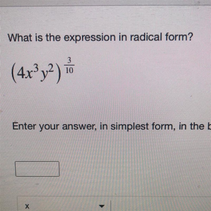 What is the expression in radical form? Enter your answer in simplest form in the-example-1