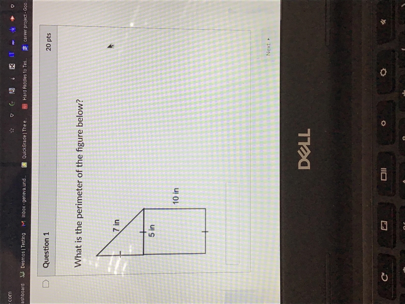 It says find the perimeter of the figure below.-example-1