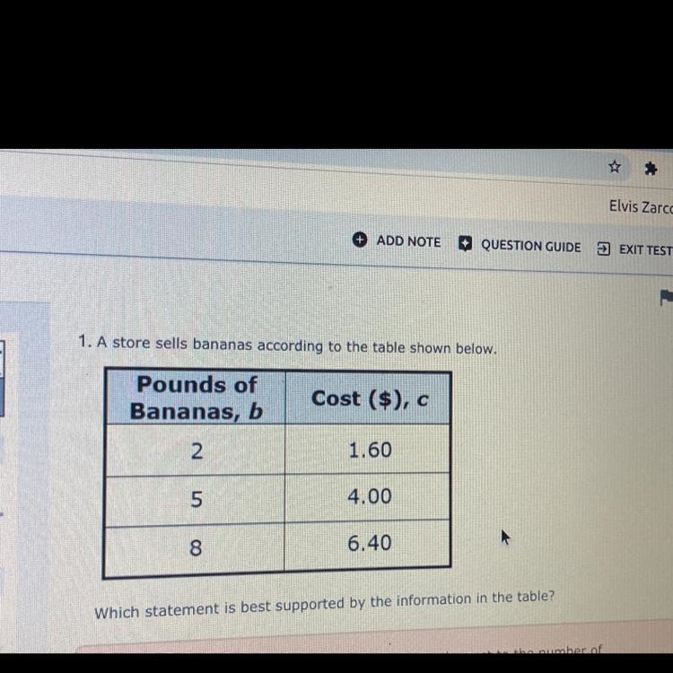 1. A store sells bananas according to the table shown below. AR ents of Reading Pounds-example-1