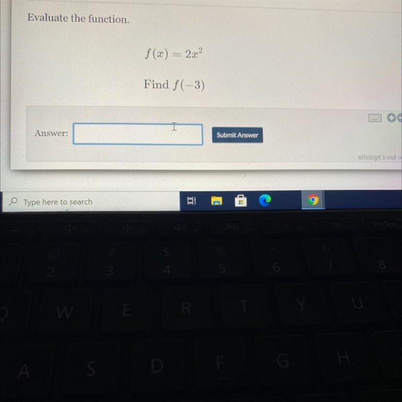 Evaluate the function. f(x) = 2x2 Find f(-3)-example-1