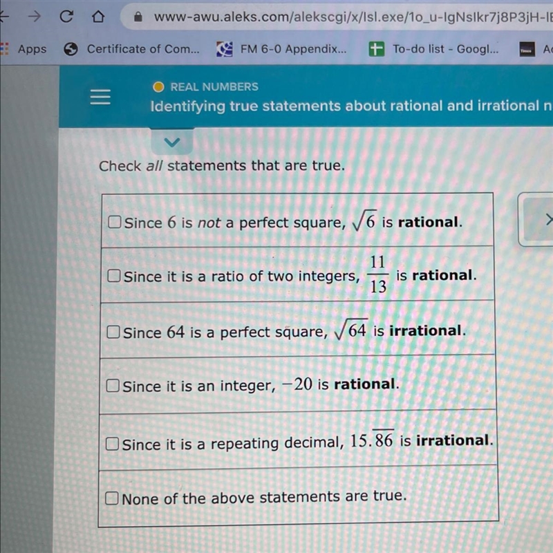 Since 6 is not a prefect square the square root of 6 is rational?-example-1