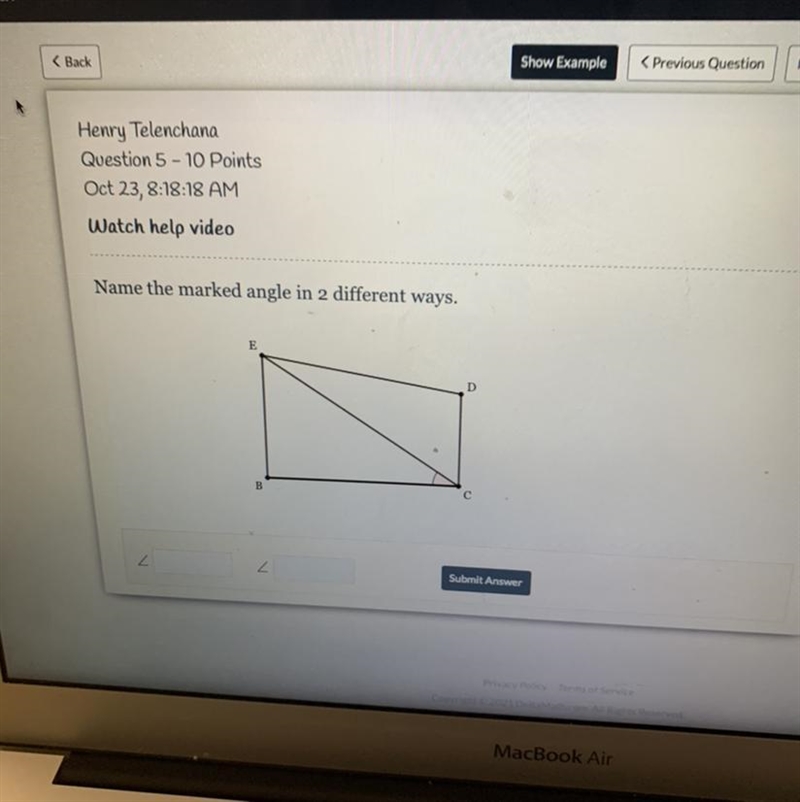 Name the marked angle in 2 different ways-example-1