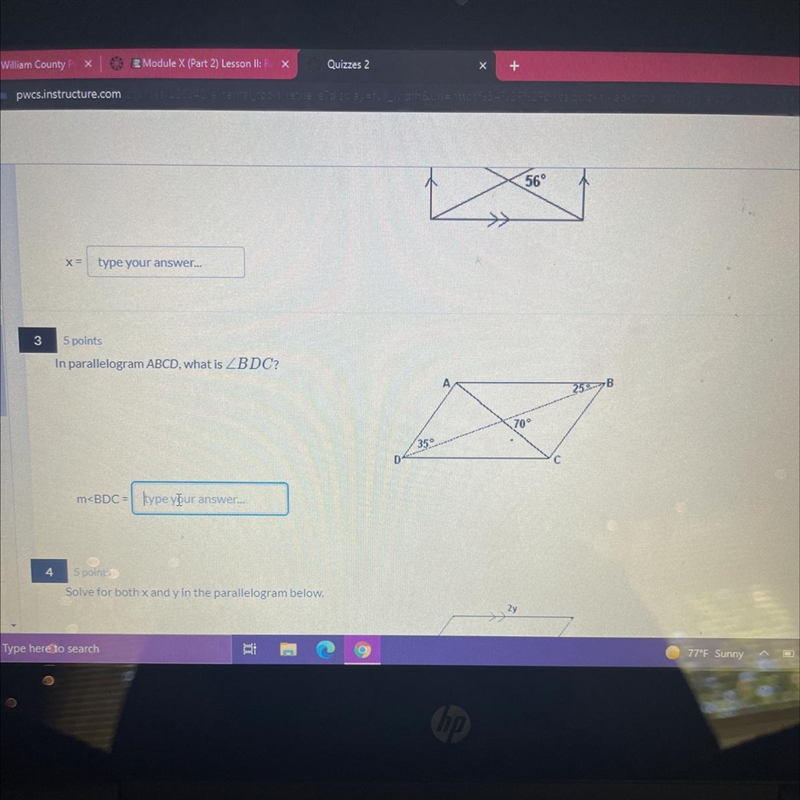 In parallelogram ABCD, what is BDC?-example-1