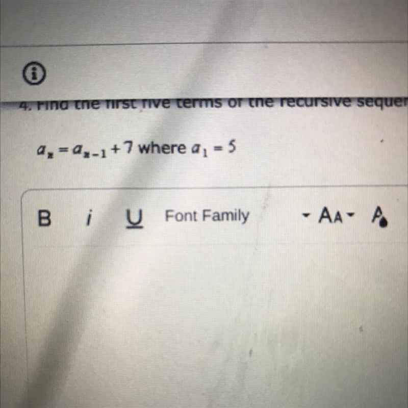 4.Find the first five terms of the recursive sequence-example-1