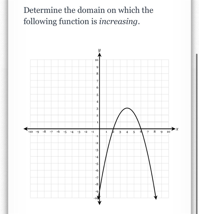 Determine the domain on which the following function is decreasing-example-1