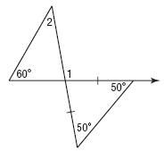 Find the missing angle measures. What is m∠1? a. 50 b. 105 c. 100 d. 60-example-1