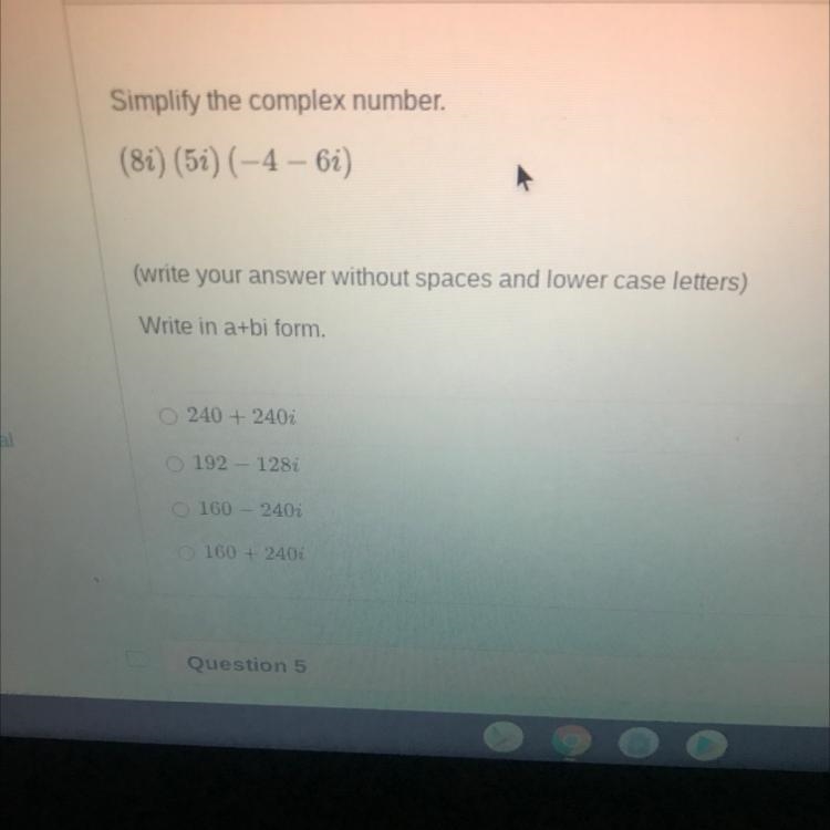 Simplify the complex number. (8i) (5) (-4-6i)-example-1