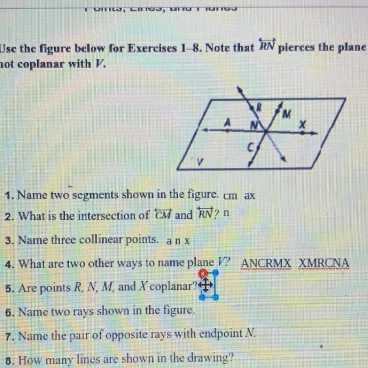 Please help ;-; Are points R, N, M and X coplanar?-example-1