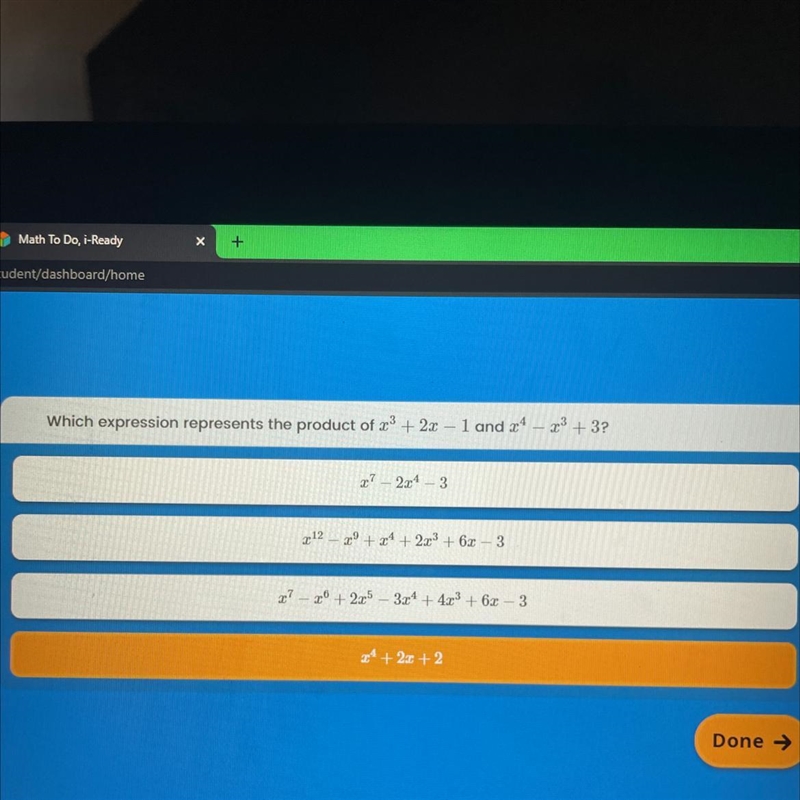 Which expression represents the product of 23 + 2x – 1 and 24 – 23 + 3?-example-1