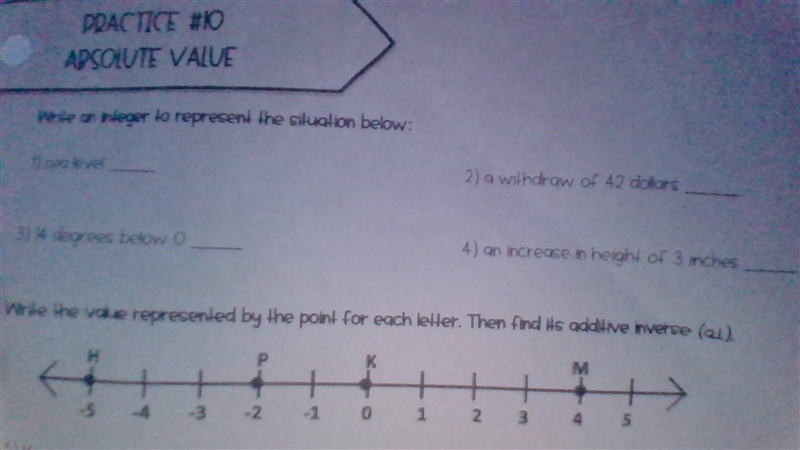 Write an integer to represent the situation below. if u cant read, number 1 says sea-example-1