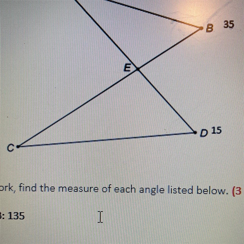 If angle d is 15 what is angle CED?-example-1