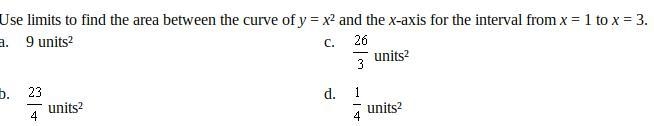 use limits to find the area between the curve of y = x² and the x-axis for the interval-example-1