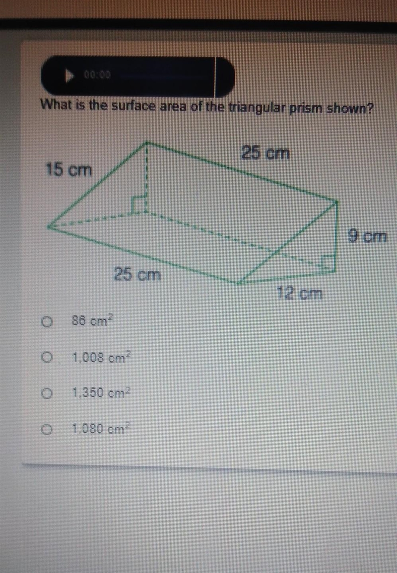 What is the surface area of the triangular prism shown​-example-1